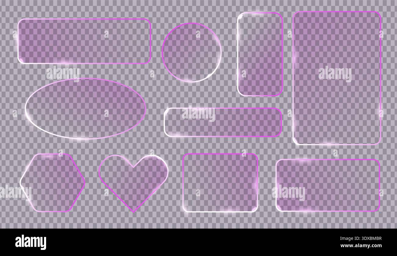Ensemble d'éléments de morphisme en verre rose liquide. Verre à effet flou pour une interface utilisateur moderne. Illustration de Vecteur