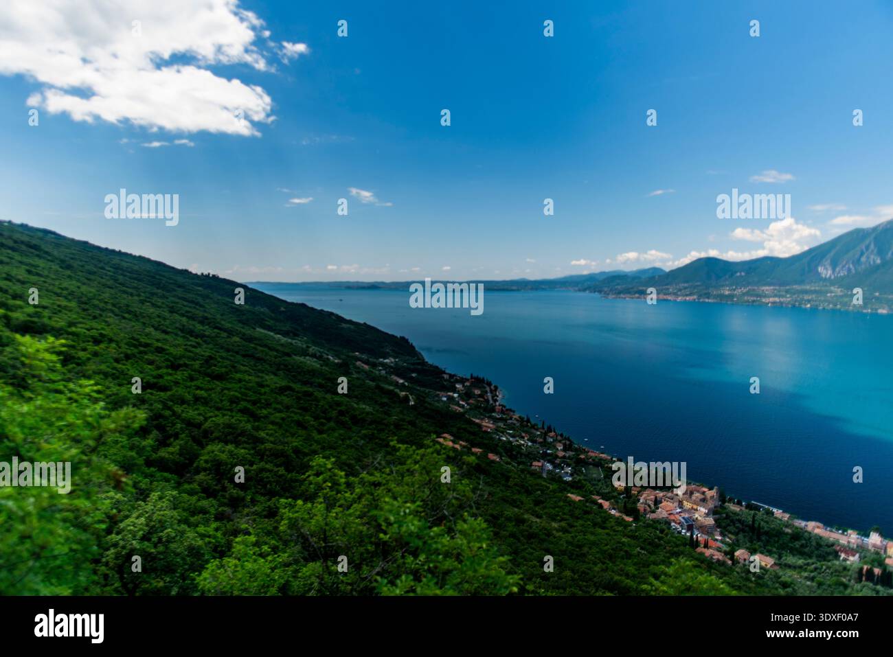 Vue sur le lac garda algo eau avec montagnes côtes du lac garda paysage du lac garda avec des montagnes et la nature près de Torri del Benaco près du lac Ga Banque D'Images