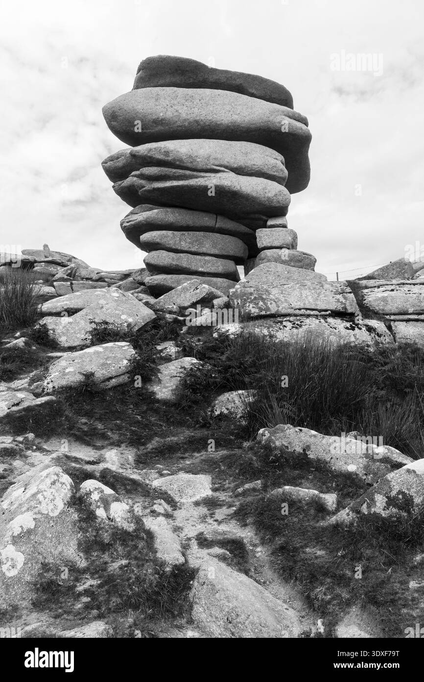 The Cheesewring on Stowe's Hill près de Minions on Bodmin Moor, Cornwall, Royaume-Uni Banque D'Images