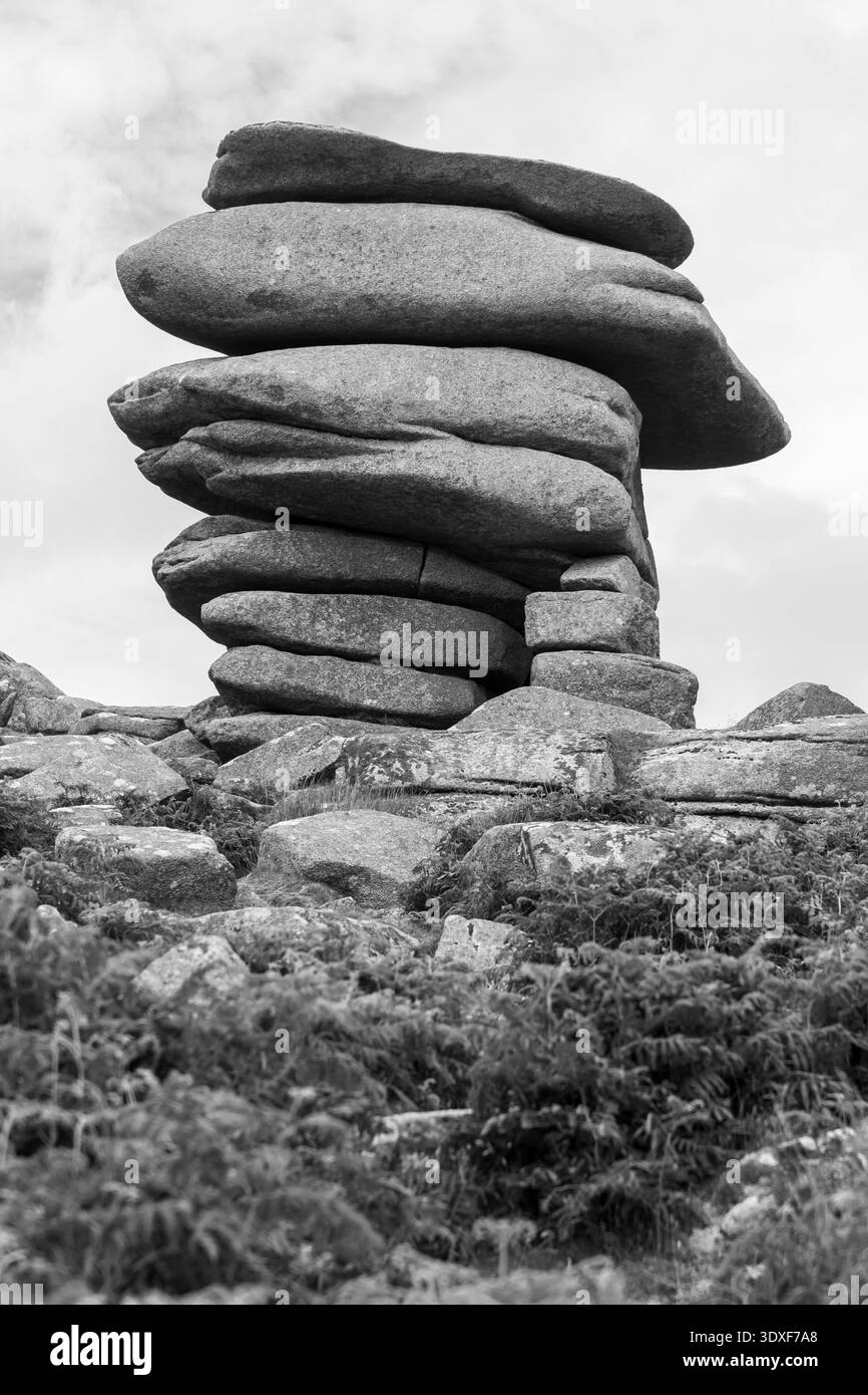 The Cheesewring on Stowe's Hill près de Minions on Bodmin Moor, Cornwall, Royaume-Uni Banque D'Images