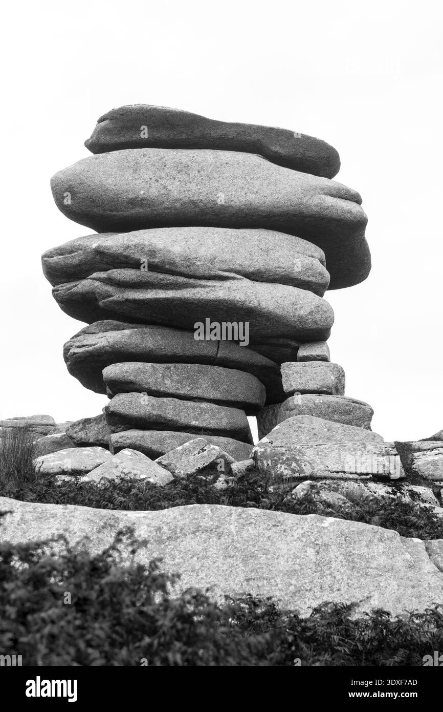 The Cheesewring on Stowe's Hill près de Minions on Bodmin Moor, Cornwall, Royaume-Uni Banque D'Images