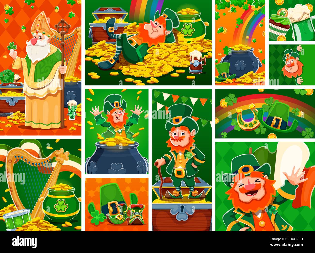 Joyeux personnages de leprechaun de la St Patrick Illustration de Vecteur