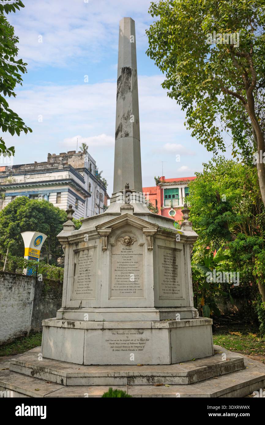 Monument du trou noir de Calcutta dans le parc de l'église St John, Kolkata, Bengale occidental, Inde Banque D'Images