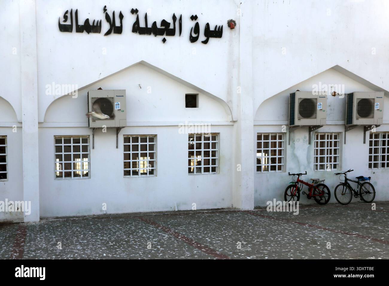 Vélos à l'extérieur de sur Wholesale Fish Market Sultanat d'Oman Banque D'Images