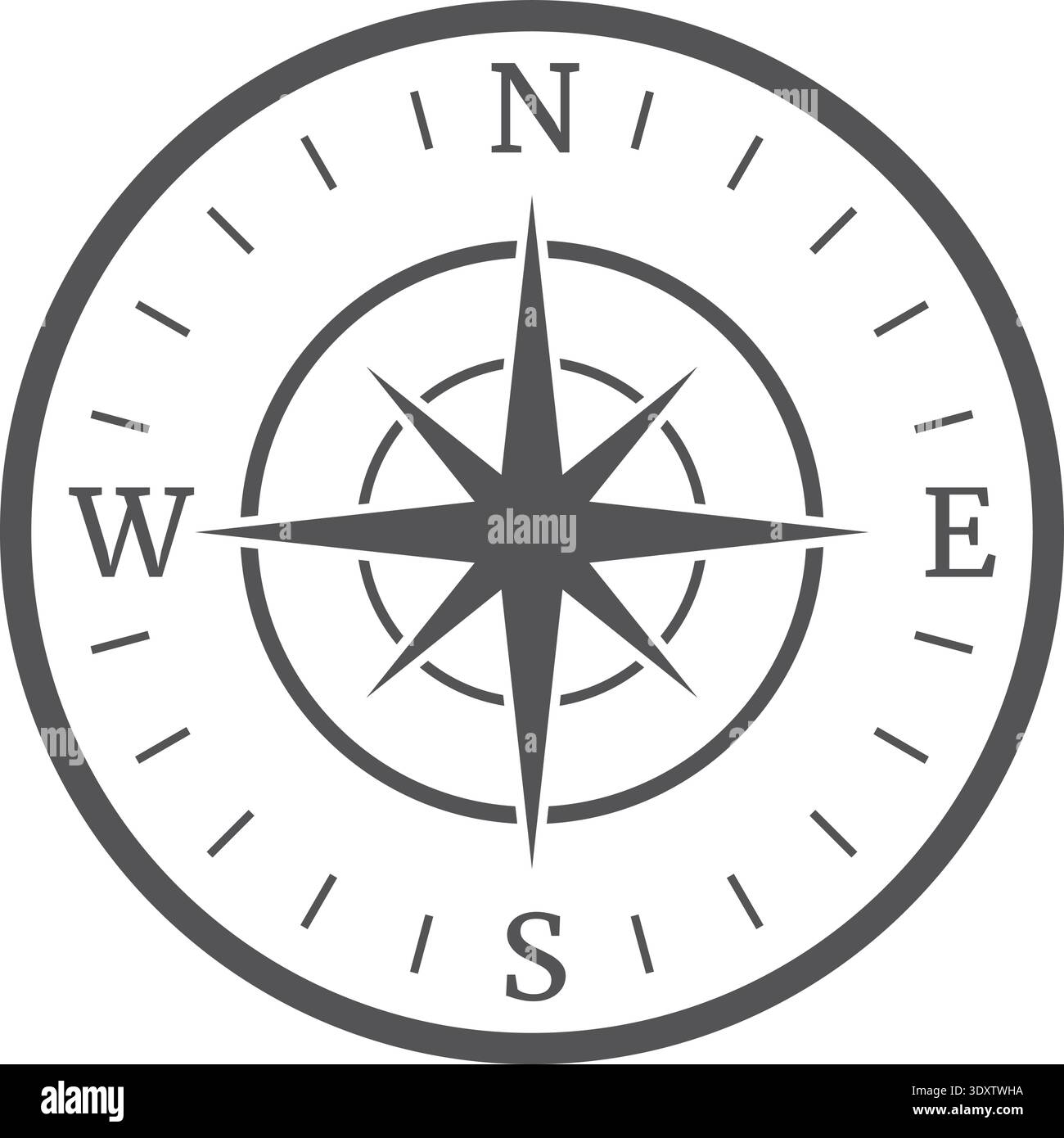 Symbole de ligne noire de navigation mondiale. Boussole antique Illustration de Vecteur