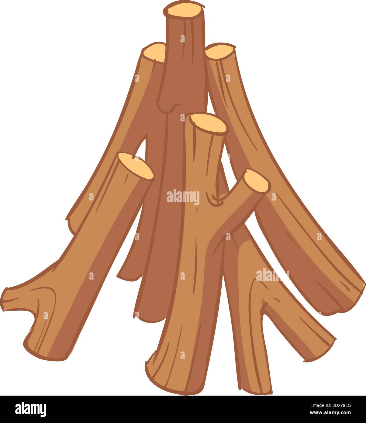 Empilage de bois de chauffage. Cheminée ou icône de pile de bois de camping Illustration de Vecteur