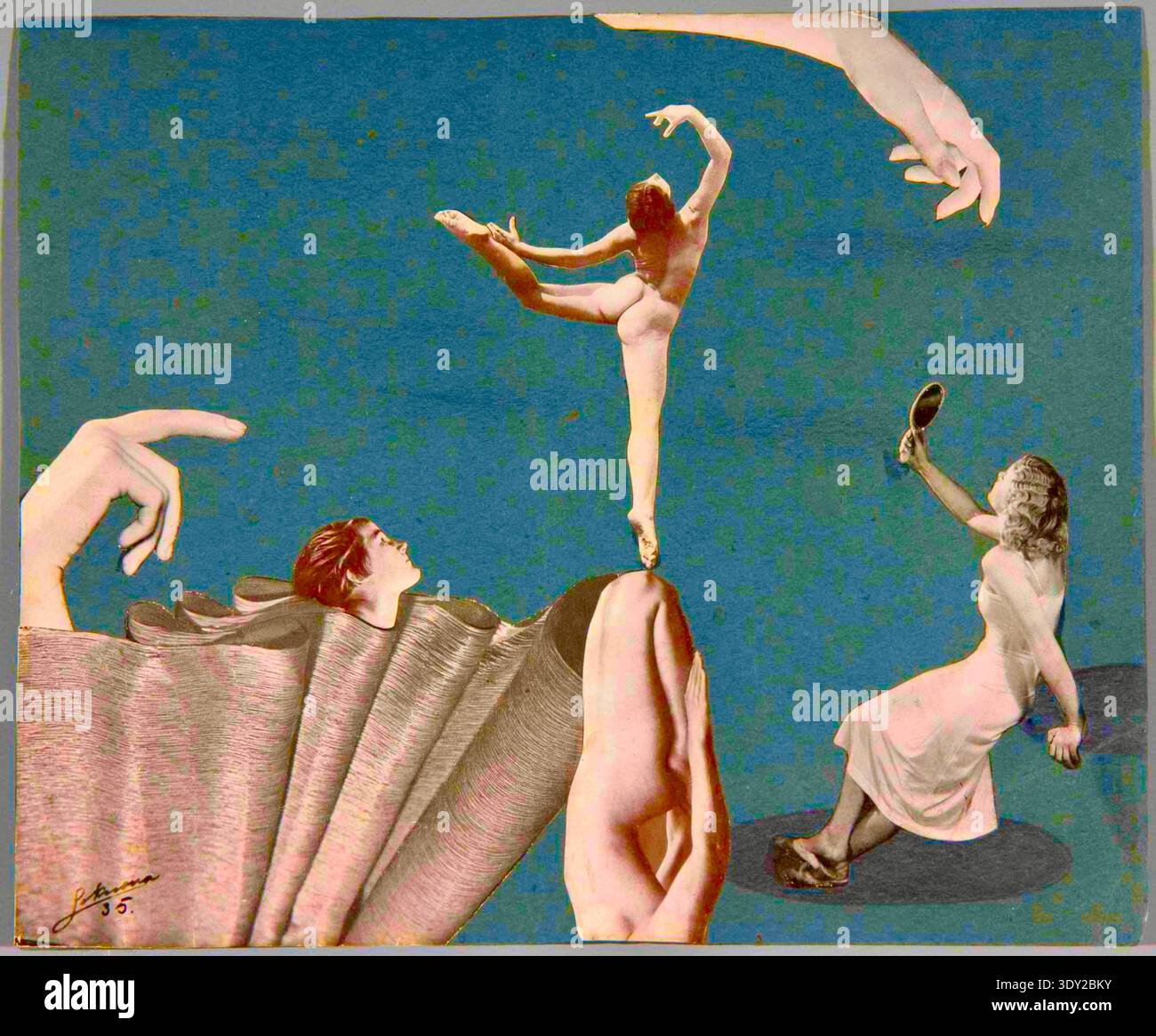 Nicolás de Lekuona - photographie 8 - 1935 - il comprend une séquence de femmes, souvent décrites comme ayant une qualité cinématographique, qui était un thème récurrent dans l'œuvre de Lekuona aux côtés du sport et du travail moderne. C’est une pièce hybride, un photomontage utilisant des découpes de magazines et des dessins au crayon, reflétant sa formation d’architecte technique et son intérêt pour l’avant-garde européenne. Banque D'Images
