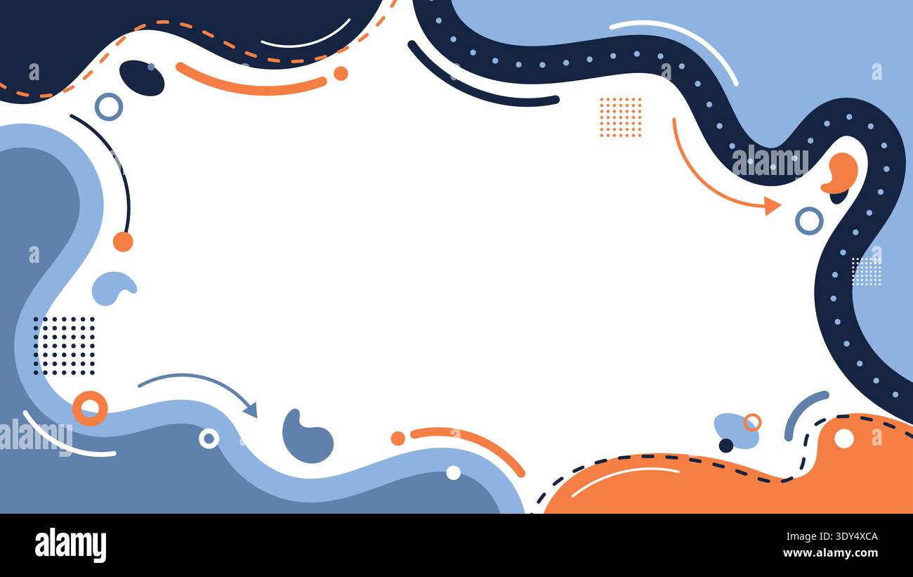 Fond fluide abstrait avec des formes organiques et des lignes ondulées en bleu marine et orange pour un design de bannière d'entreprise moderne Illustration de Vecteur