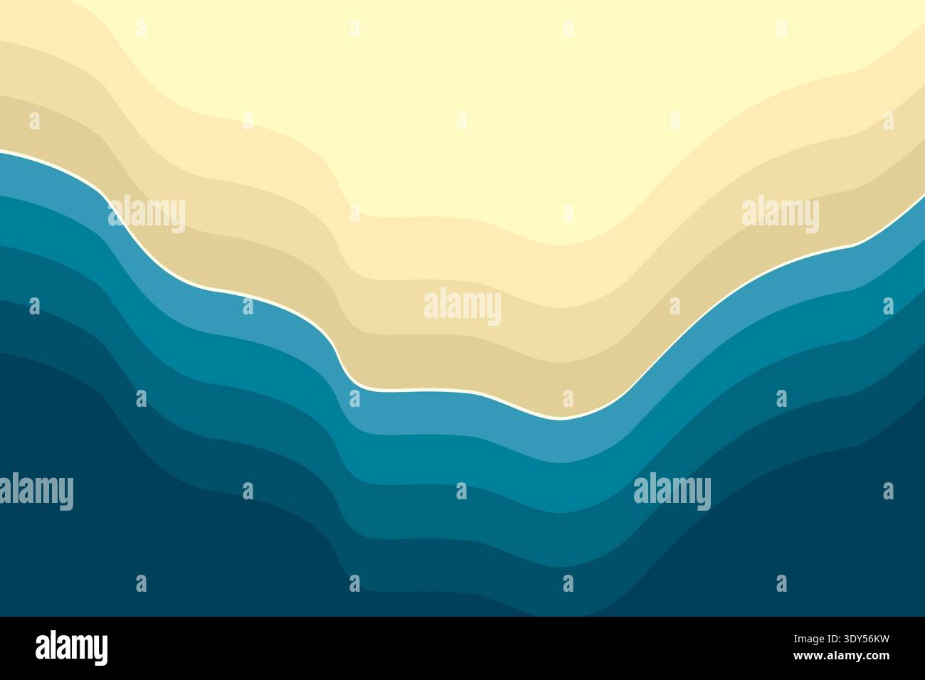 Couches côtières abstraites avec fond de plage de sable et de vagues Blue Ocean Illustration de Vecteur