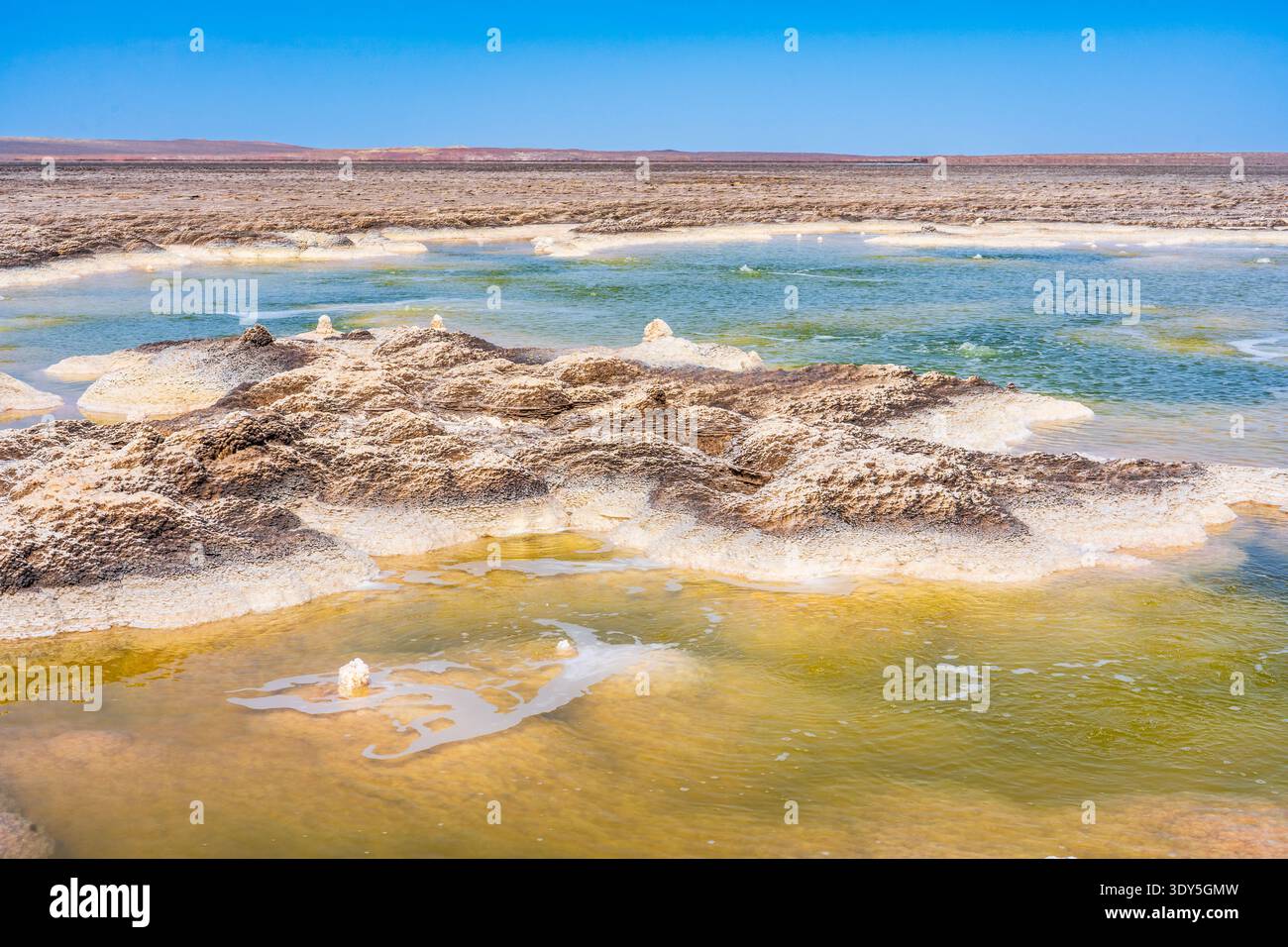 Piscine naturelle d'eau salée claire, dépression de Danakil, région de l'Afar, Ethiopie, Afrique Banque D'Images