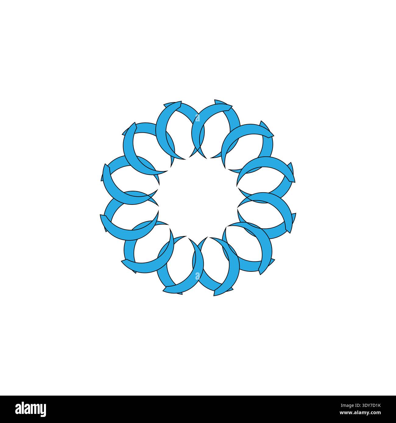 Flux de flèche circulaire. Vecteur dauphin bleu. Symbole de vague d'eau. Forme moderne répétée. Illustration de Vecteur
