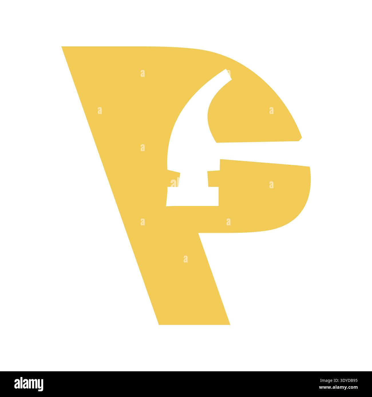 Icône de marteau lettre P minimaliste combinant la typographie alphabétique avec un concept d'outil de construction. Parfait pour les thèmes de constructeur, services de réparation, atelier Illustration de Vecteur
