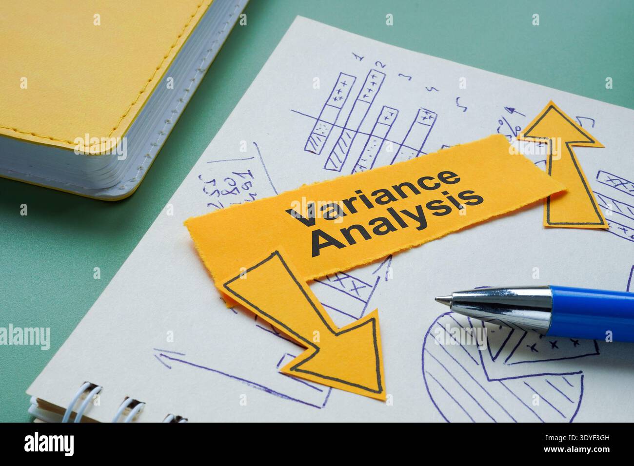 Analyse de variance avec graphiques financiers. Banque D'Images