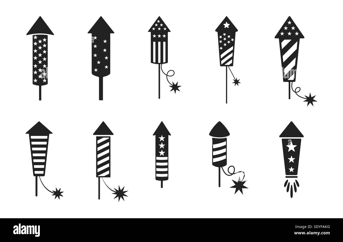 Silhouette de fusée de feu d'artifice, svg de fusée de feu d'artifice, vecteurs de fusée de feu d'artifice, silhouette de feu d'artifice simple. Illustration de Vecteur