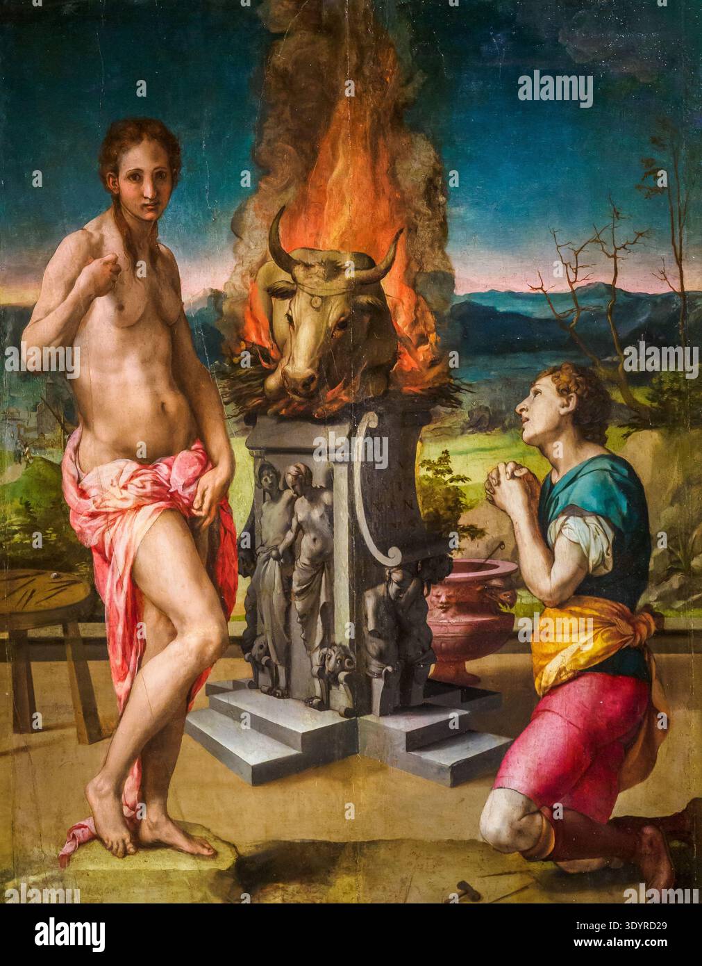 Pygmalion et Galatea 1529 - 1530 de Agnolo di Cosimo connu sous le nom de Bronzino (1503 - 1572) huile sur panneau de bois Banque D'Images