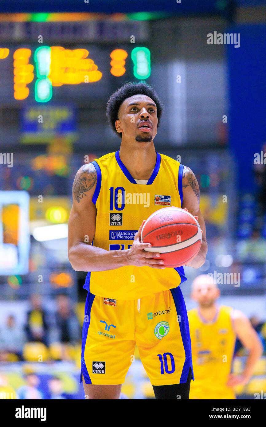 Turin, Italie - 08 mars 2026 : Robert Allen de Reale Mutua Torino en action lors du match de basket contre Tezenis Verona, Serie A2 LNP. Banque D'Images