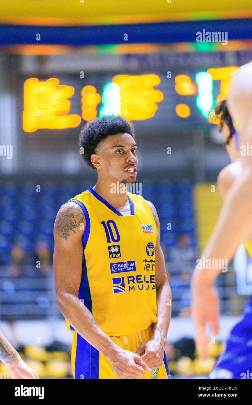 Turin, Italie - 08 mars 2026 : Robert Allen de Reale Mutua Torino en action lors du match de basket contre Tezenis Verona, Serie A2 LNP. Banque D'Images
