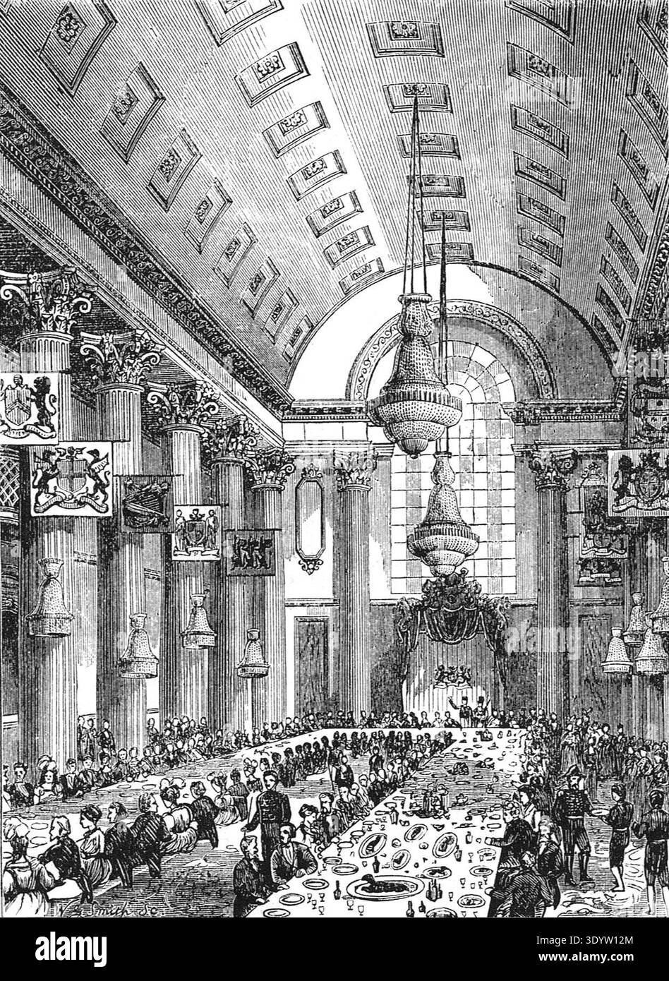 Un banquet dans la salle égyptienne, dans le Mansion House, au 19ème siècle Banque D'Images