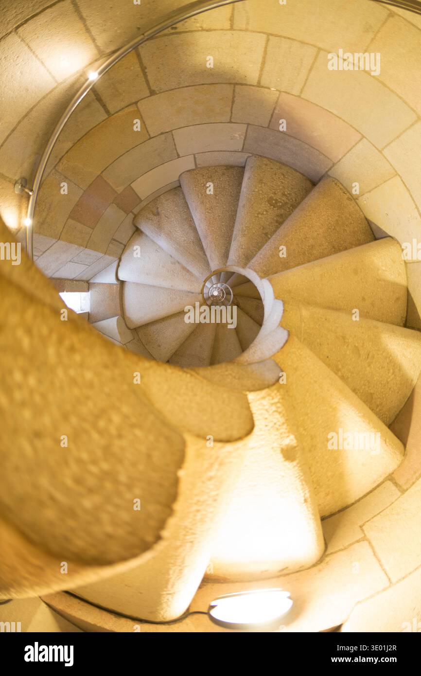 Espagne, Barcelone, l'escalier en colimaçon sur l'une des tours du Temple la Sagarda Familia. Banque D'Images