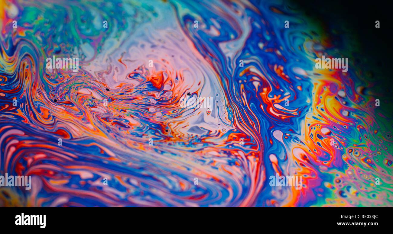 Rainbow Oil flou dégradé peinture goutte à goutte bulle Banque D'Images