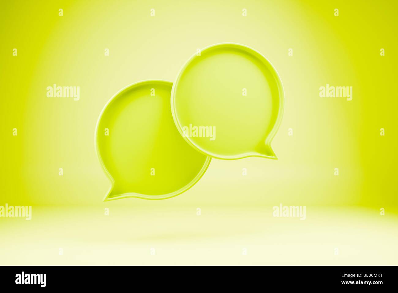 Bulles de parole 3D jaunes sur fond monochrome vibrant Banque D'Images