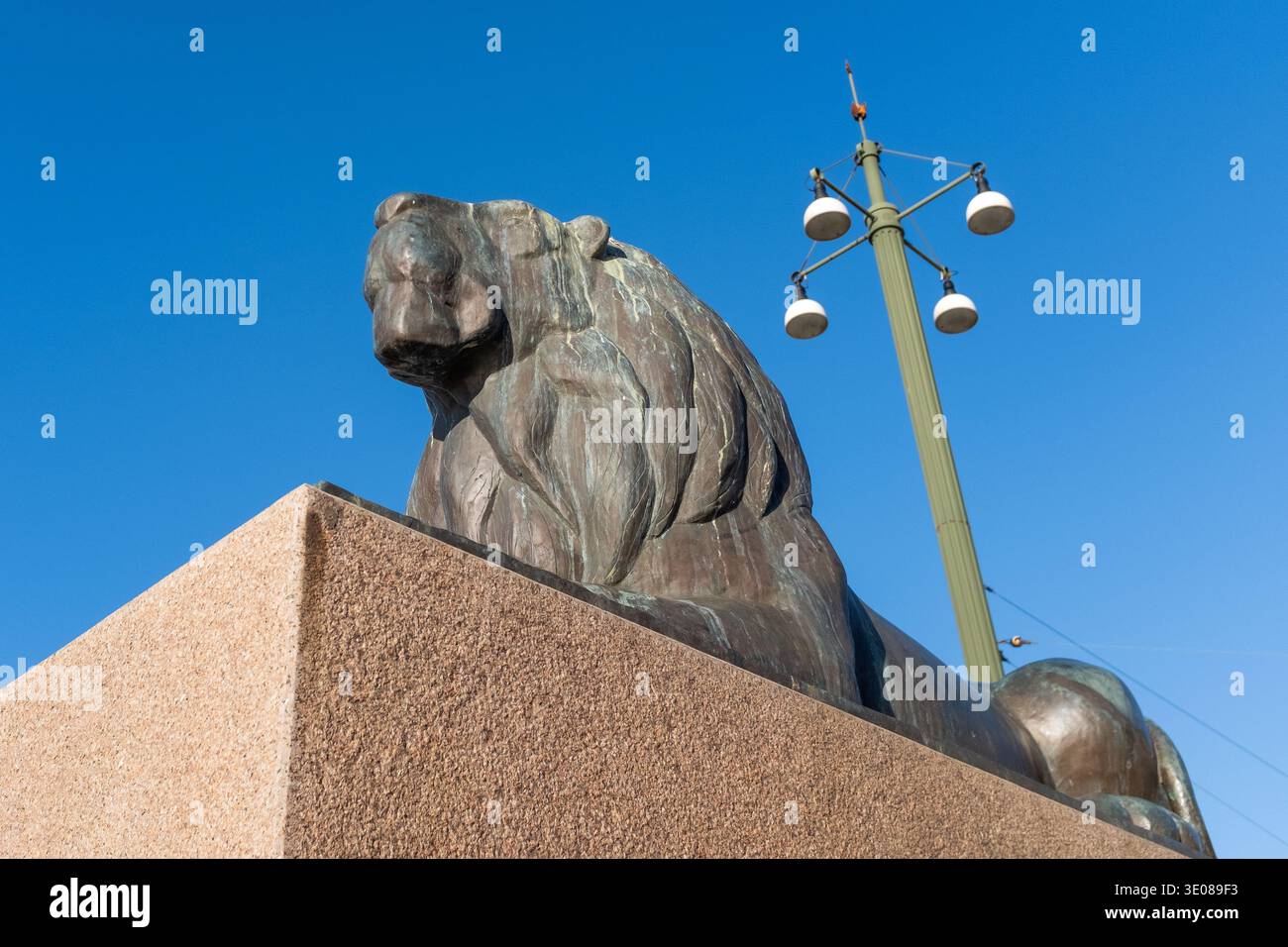 Statue du lion, Gothenburg, Suède Banque D'Images
