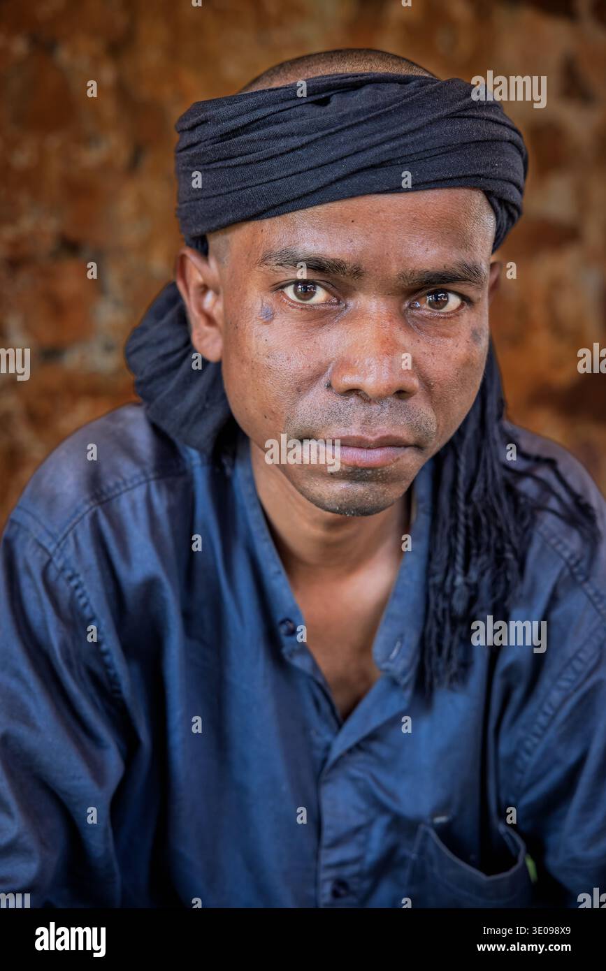 Portrait d'un homme de la région rurale d'Odisha, Inde, Banque D'Images