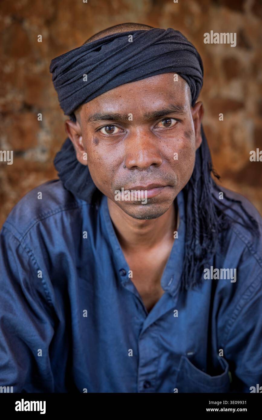 Portrait d'un homme de la région rurale d'Odisha, Inde, Banque D'Images