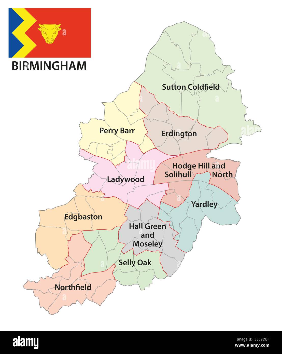 Carte de la ville anglaise de Birmingham Banque D'Images