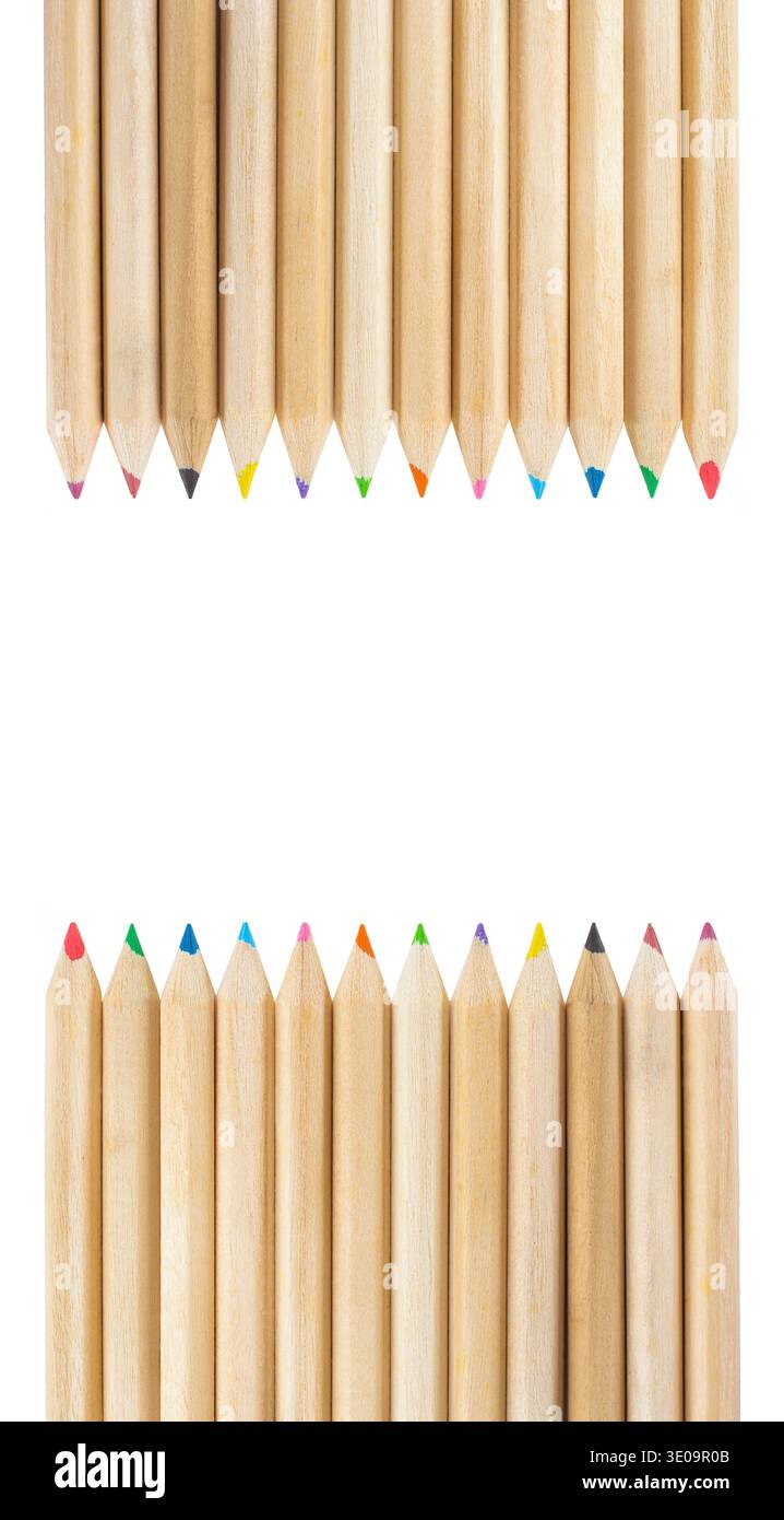 Crayons multicolores isolé sur fond blanc Banque D'Images