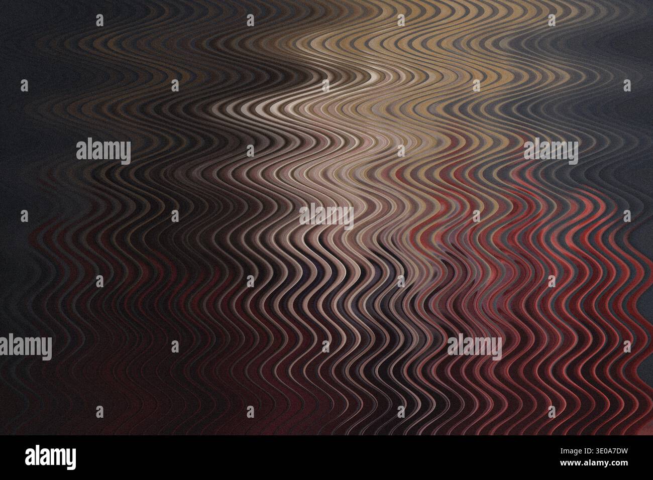 Image abstraite sombre caractérisée par un motif ondulé prononcé. La palette de couleurs est dominée par des bruns profonds, des noirs et des reflets beiges discrets, w Banque D'Images