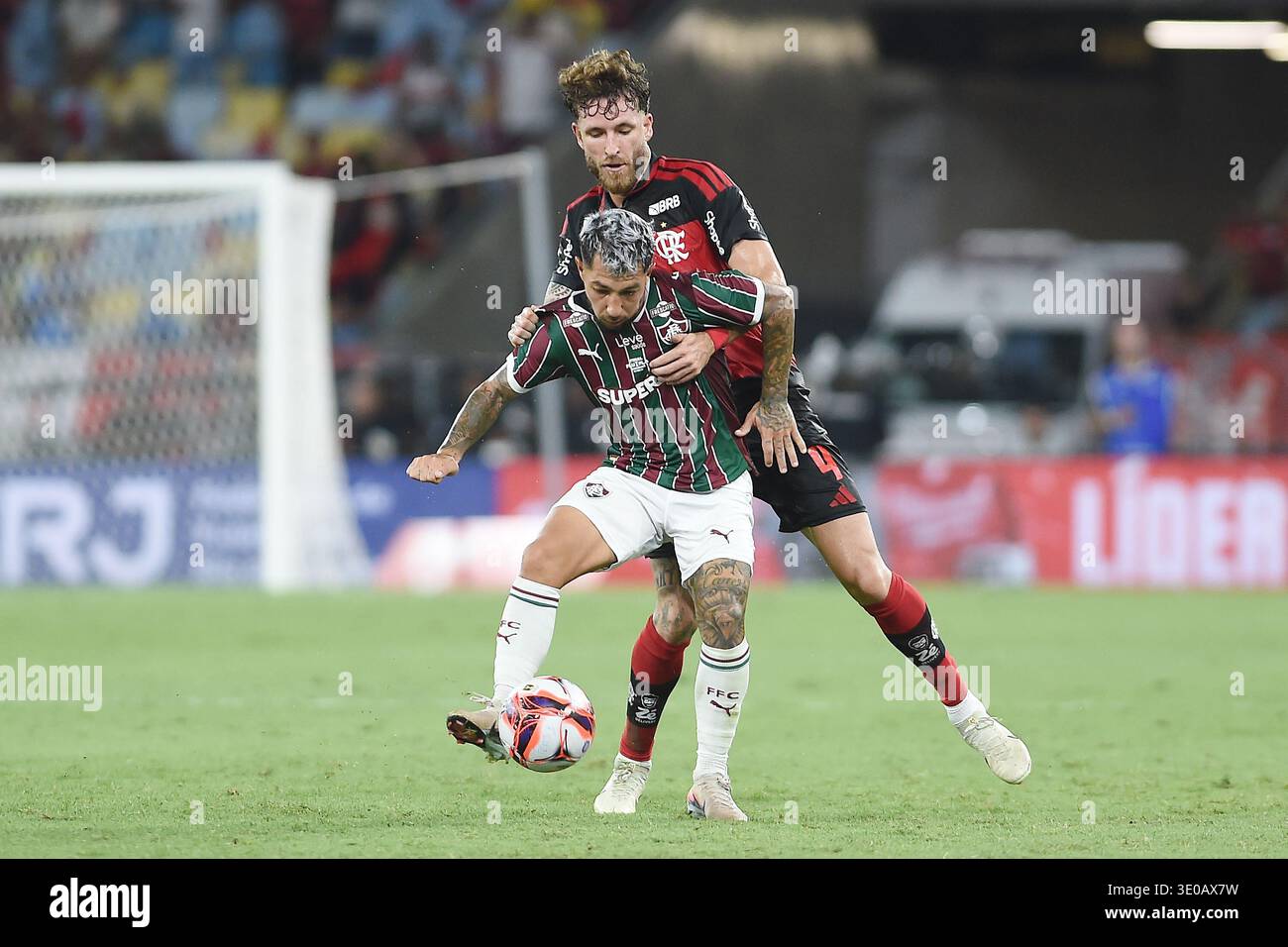 Rio de Janeiro, Brésil, 8 mars 2026. Match de football entre Fluminense et Flamengo, pour le championnat Carioca 2026, au stade Maracanã. Banque D'Images