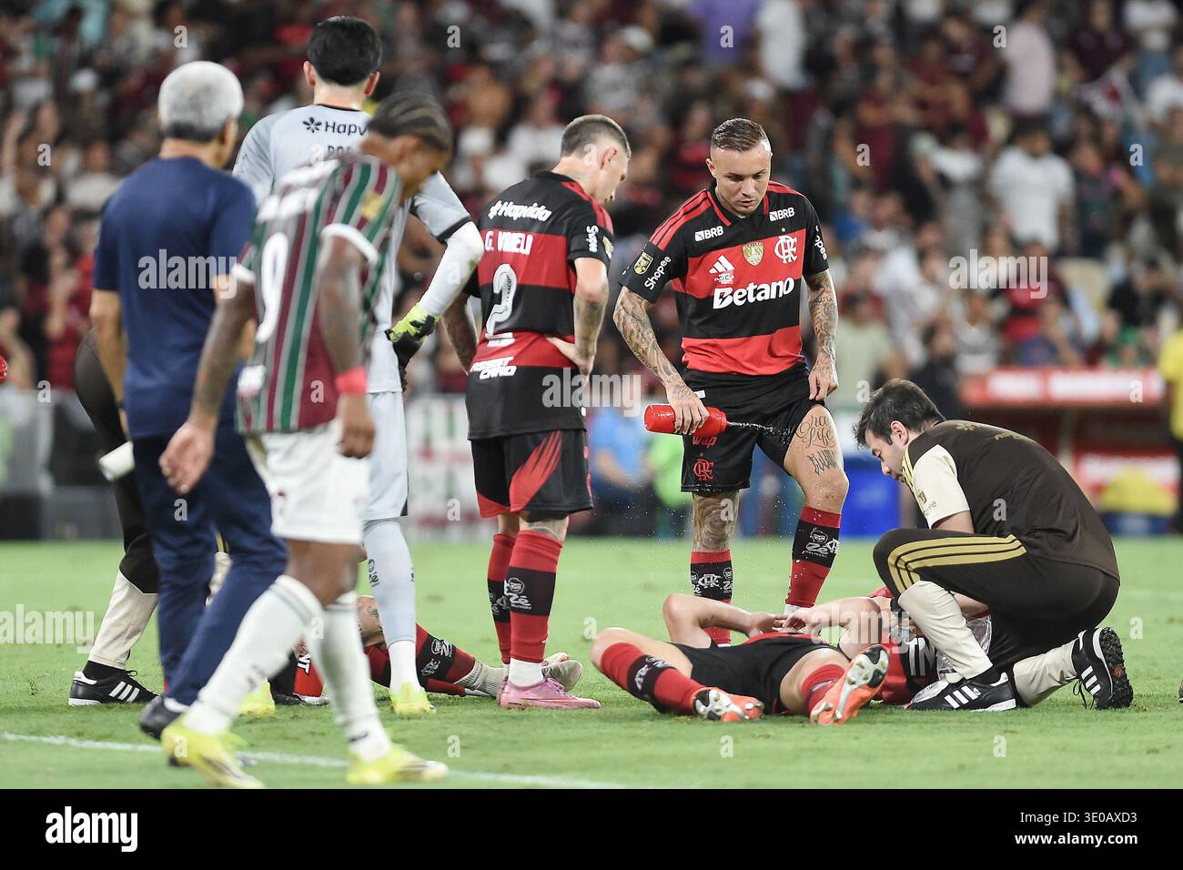 Rio de Janeiro, Brésil, 8 mars 2026. Match de football entre Fluminense et Flamengo, pour le championnat Carioca 2026, au stade Maracanã. Banque D'Images