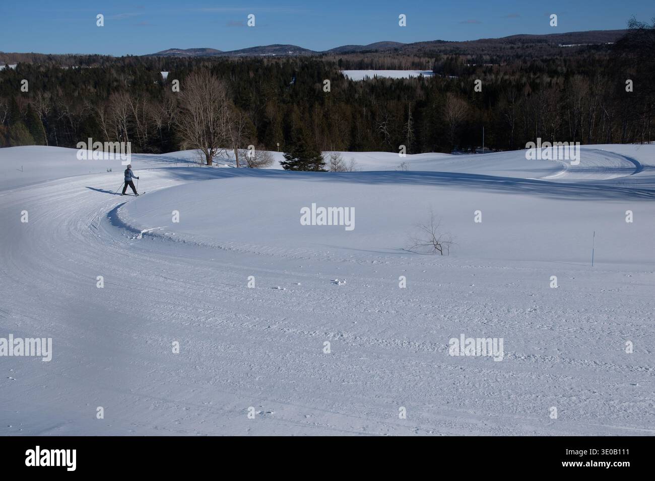 Randonnées des skieurs au Craftsbury Outdoor Center dans le Vermont. Banque D'Images