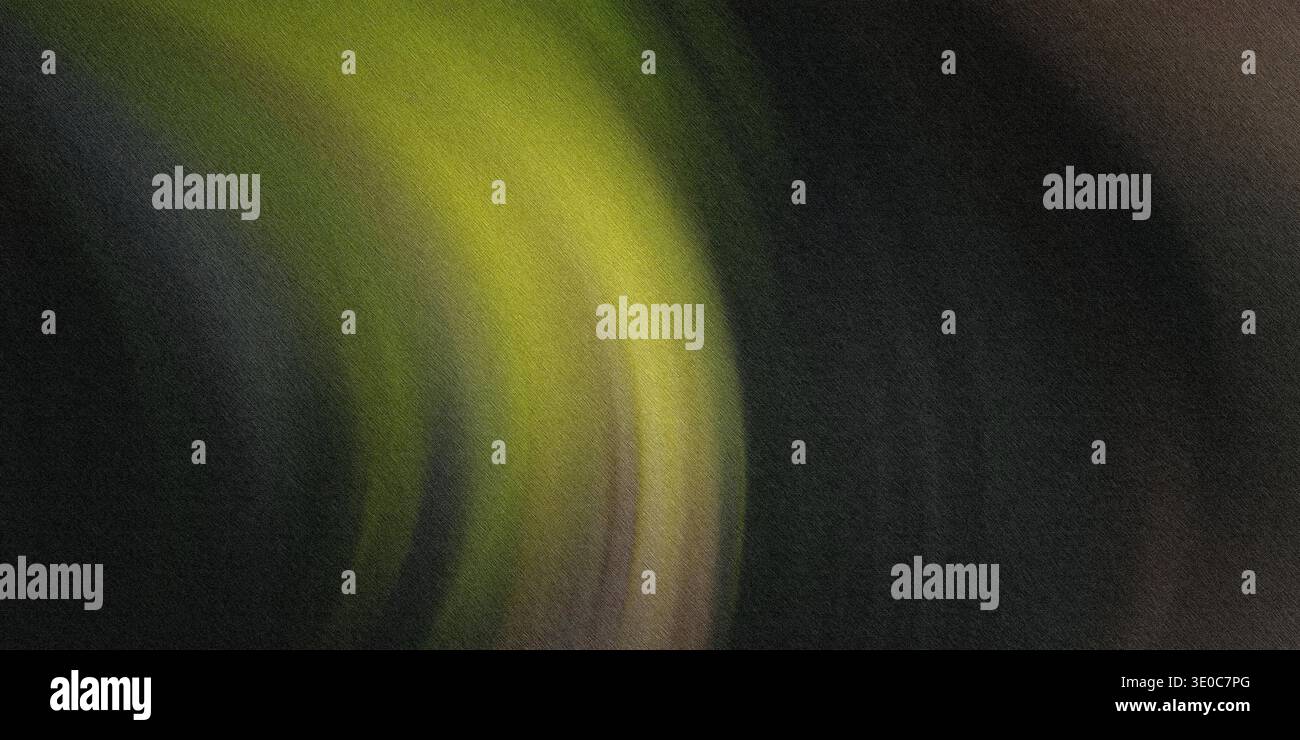 Une image créée numériquement avec un design abstrait flou. Dominé par un dégradé jaune-vert passant en vert foncé et en noir. Banque D'Images