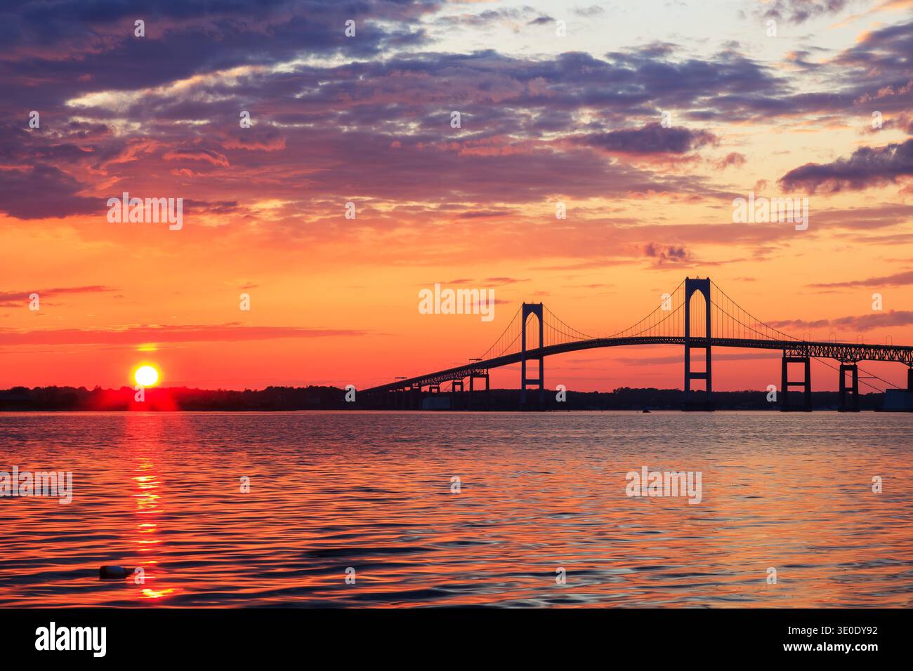Claiborne Pell ou Newport Bridge à Newport, Rhode Island, RI, États-Unis.. Banque D'Images