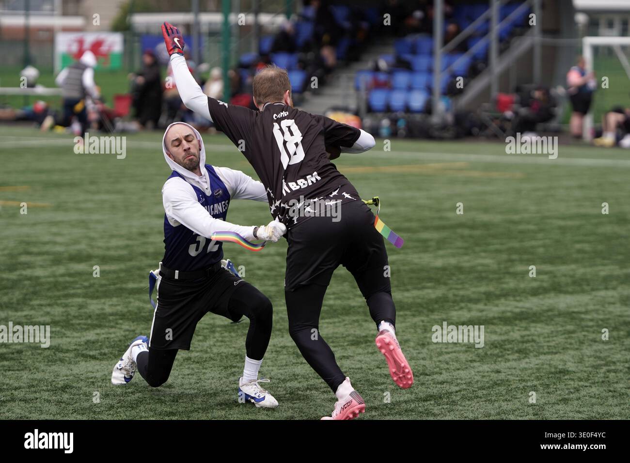 Marquer les joueurs de football en étiquetant le coureur dans Welsh Bowl VI Banque D'Images