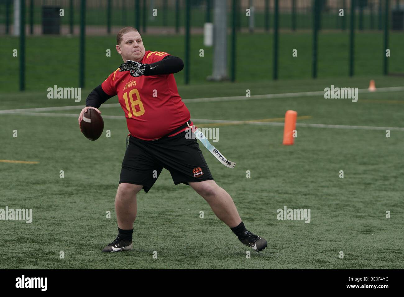 Drapeau football quaterbacks lancer la balle dans Welsh Bowl VI Banque D'Images