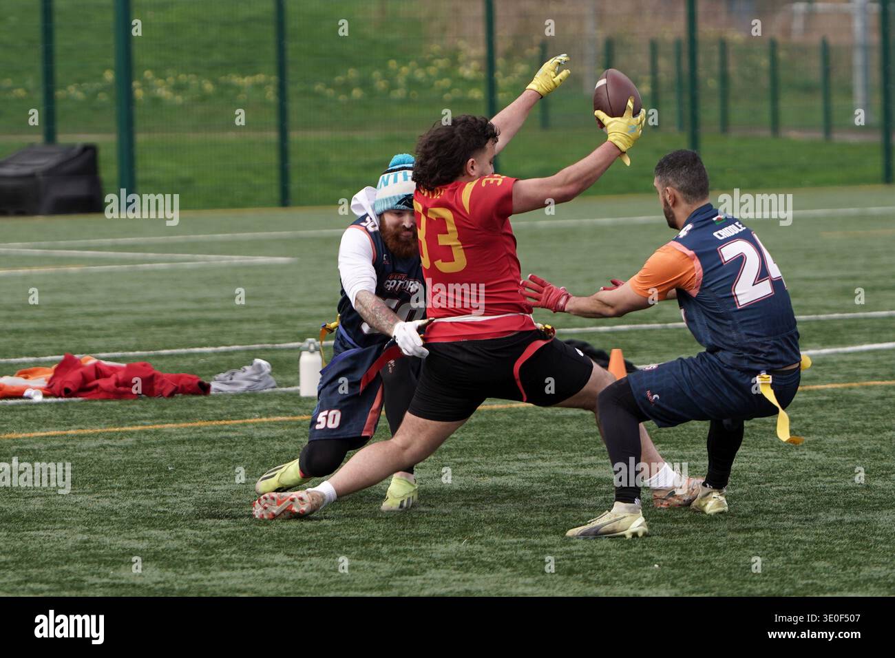 Marquer les joueurs de football en étiquetant le coureur dans Welsh Bowl VI Banque D'Images