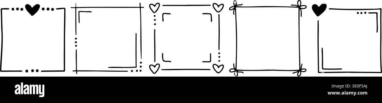 Jeu de cadres artistiques créé pour le placement de code qr et les invites Scan me. Le style gribouillage dessiné à la main fonctionne bien pour les affiches, les autocollants, les médias sociaux et les DIG Illustration de Vecteur