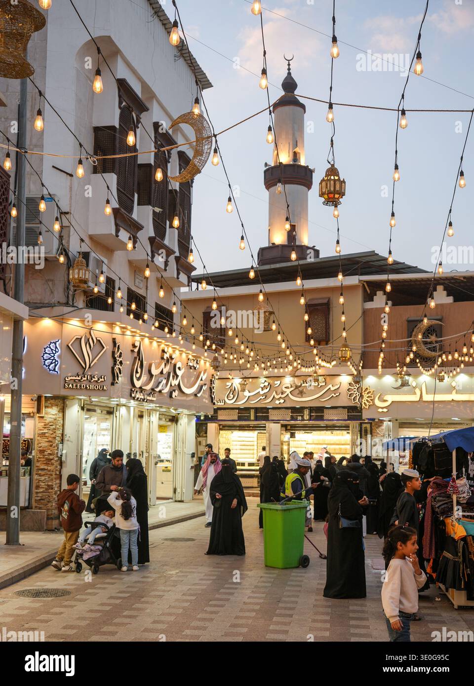 Vie de rue et shopping dans le centre-ville de Taif en Arabie Saoudite Banque D'Images