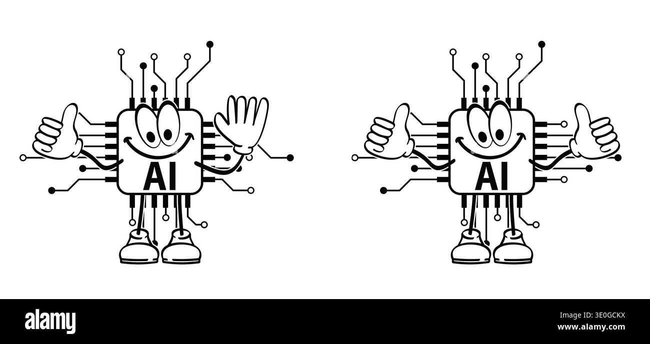 Pictogramme IA de l'intelligence artificielle. Technologie liée à l'intelligence artificielle, les ordinateurs et les systèmes qui sont intelligents, graphique de robot. Voiture Banque D'Images