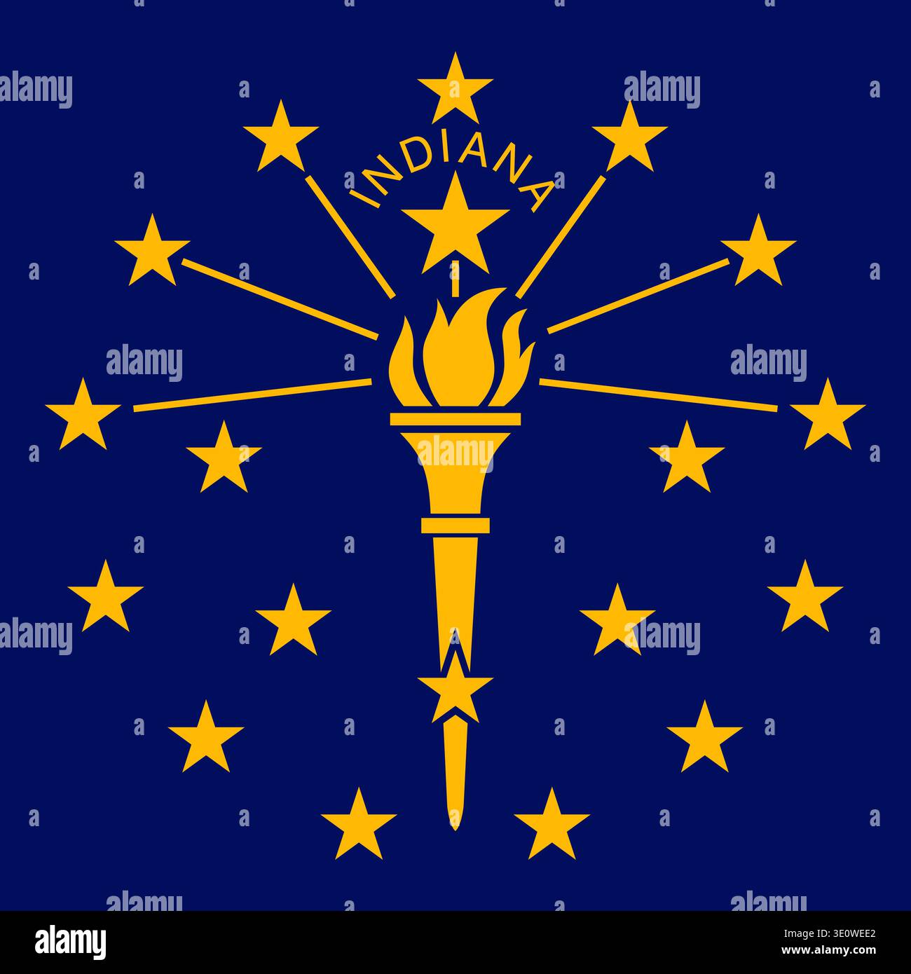 Drapeau carré de l'État de l'Indiana. Partie des États-Unis d'Amérique. Design épuré pour une utilisation imprimée, Web ou éducative. Illustration vectorielle. Illustration de Vecteur