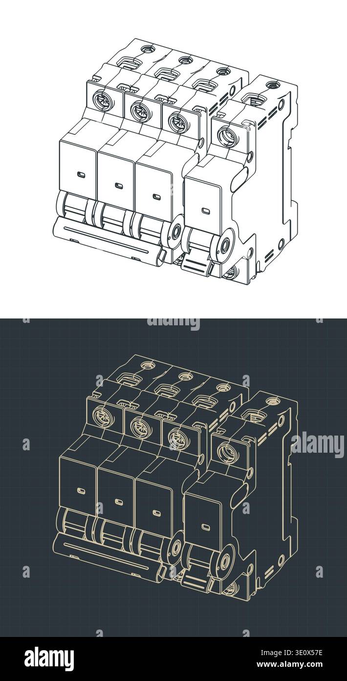 Disjoncteurs dessins isométriques illustrations vectorielles stylisées Illustration de Vecteur