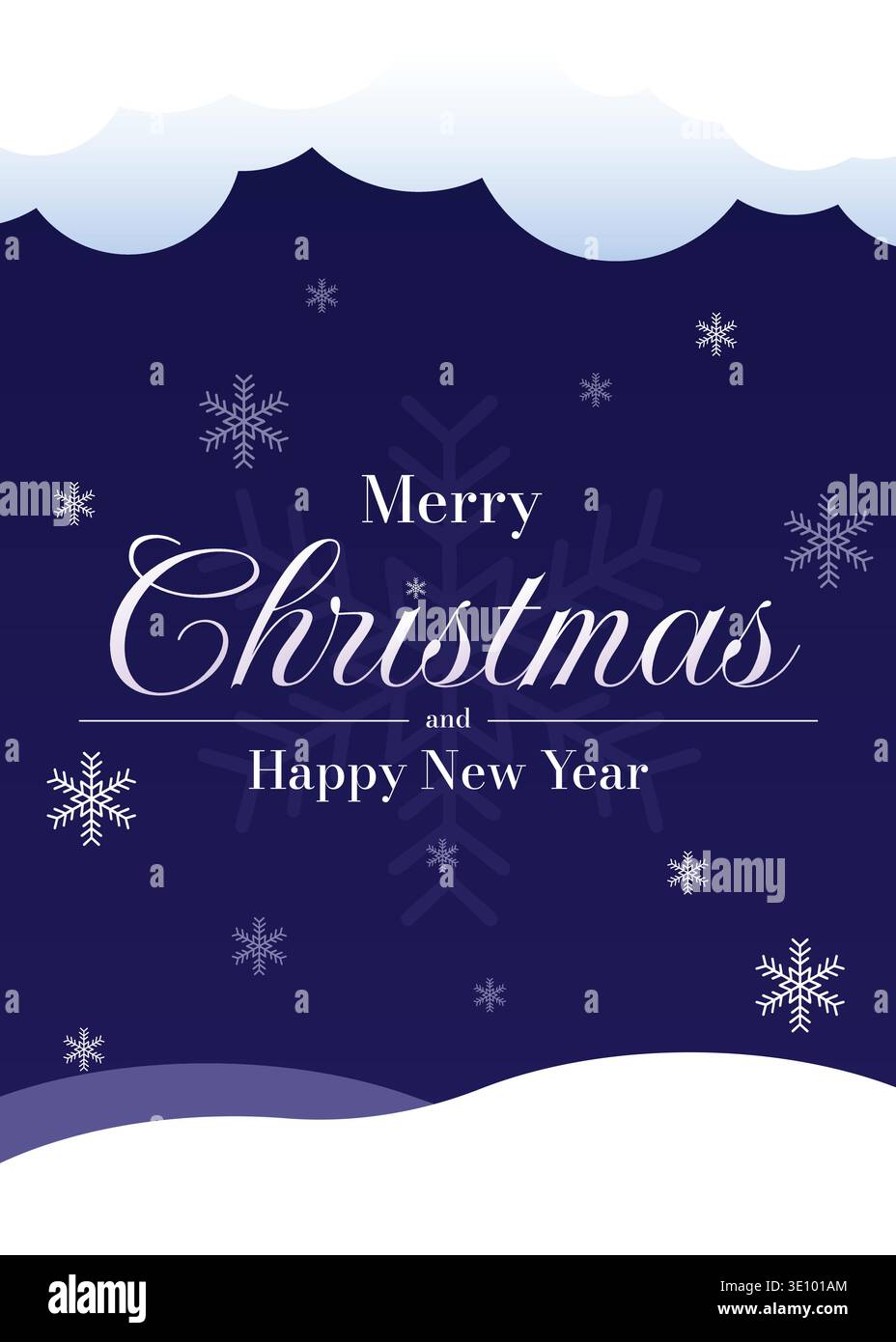 Joyeux Noël carte de voeux festive bleue avec illustration vectorielle d'hiver de flocons de neige Illustration de Vecteur