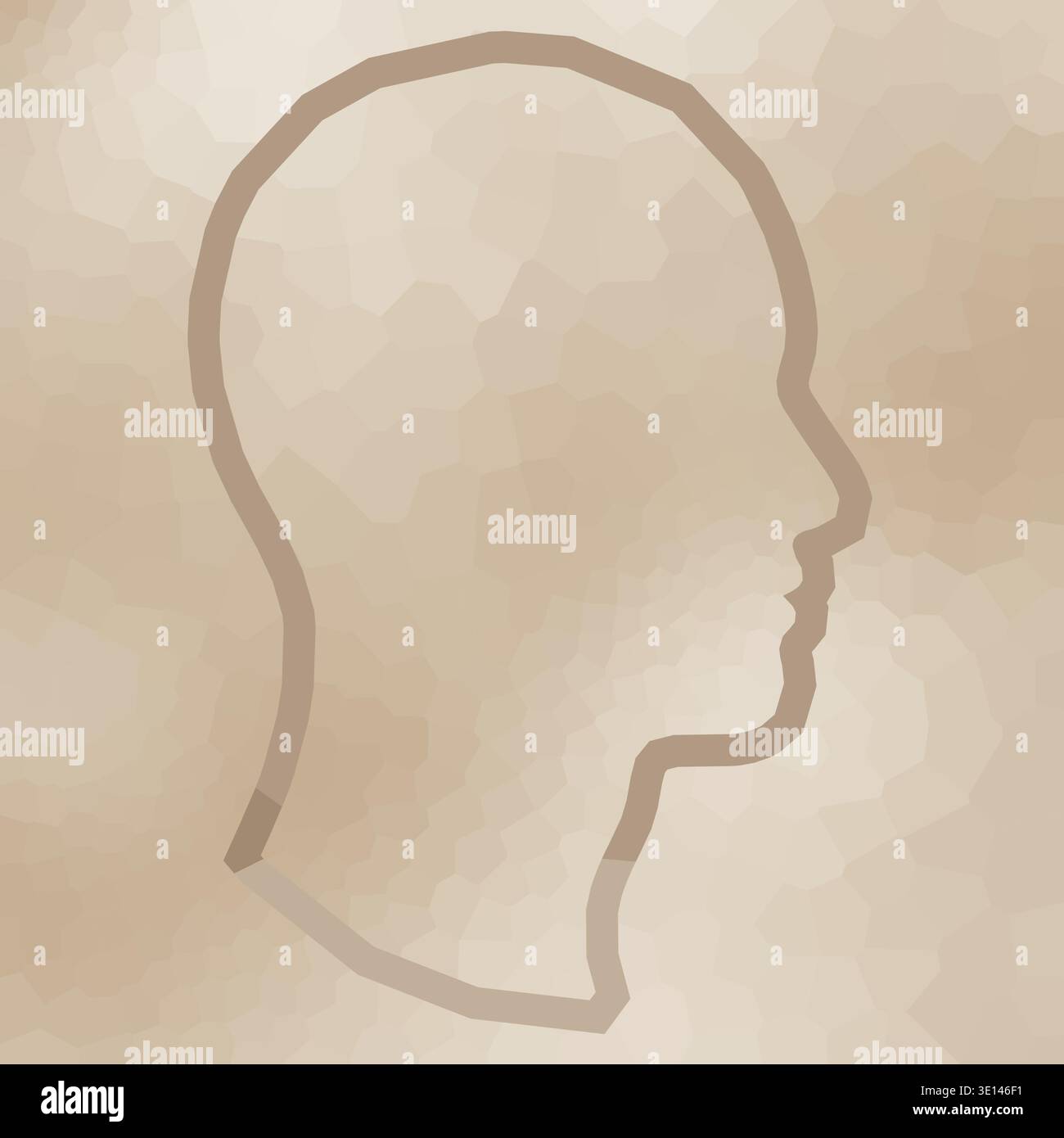 Profil de tête humaine abstrait Low poly dans des tons neutres chauds Illustration de Vecteur