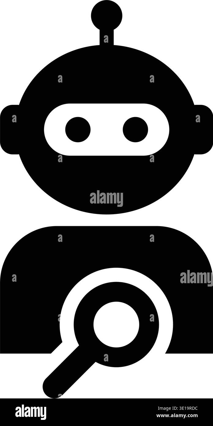 Icône AI robot Search Technology pour la découverte Explorer l'analyse et l'investigation pictogramme d'illustration vectorielle de glyphe Illustration de Vecteur