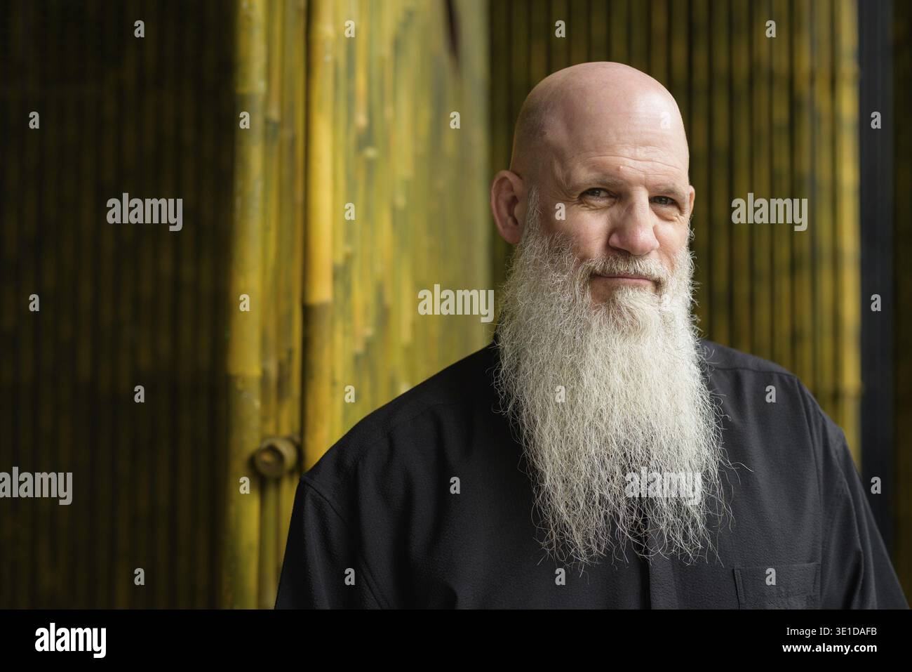 Portrait d'homme chauve mature avec une longue barbe grise Banque D'Images