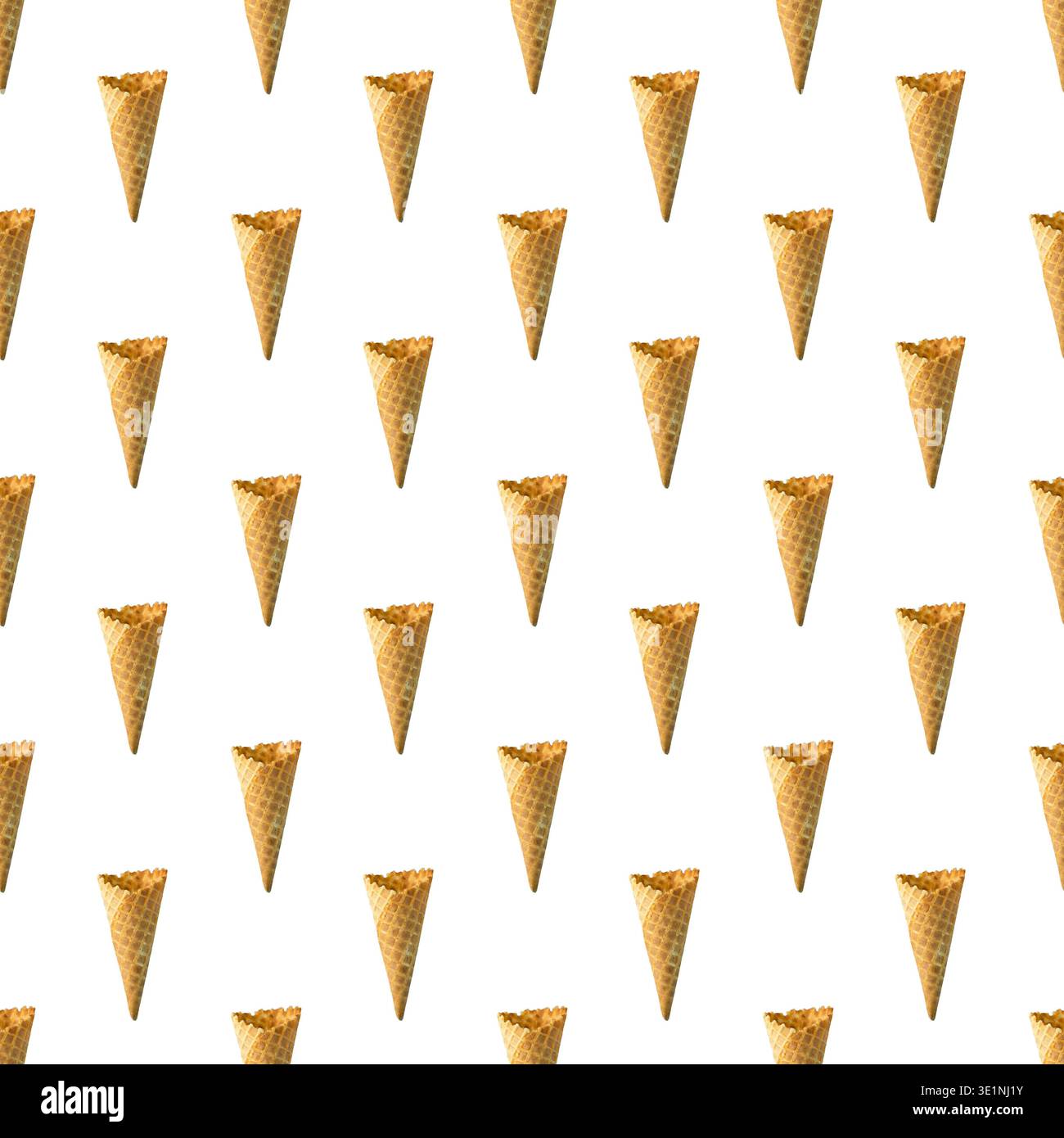 Fond de motif sans couture de cônes de crème glacée gaufrés vides Banque D'Images