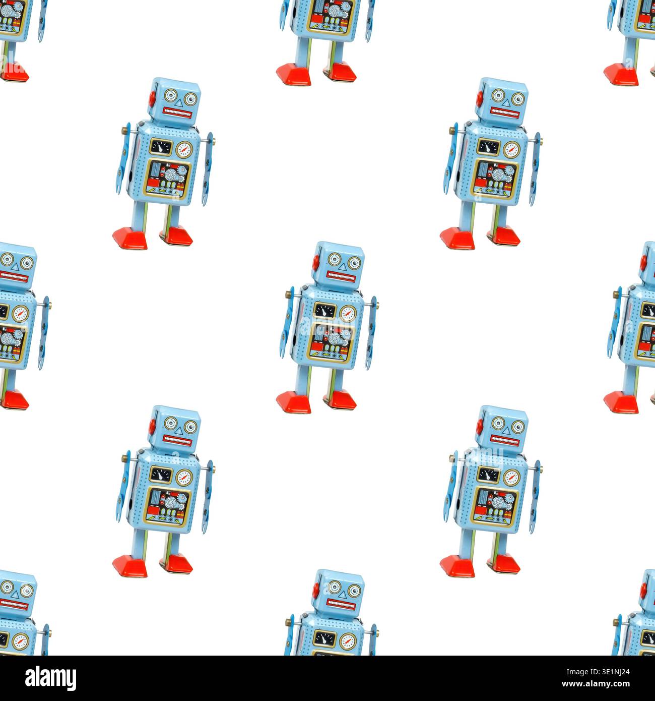Arrière-plan coloré de motif sans couture de robots de jouet vintage Banque D'Images